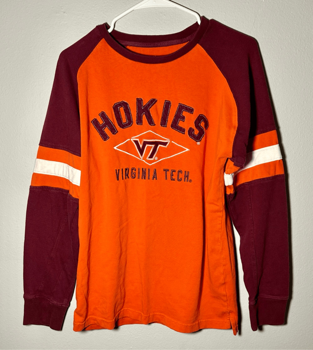 Virginia Tech Hokies Orange & Maroon Retro Look Crewneck Sweatshirt Sz M